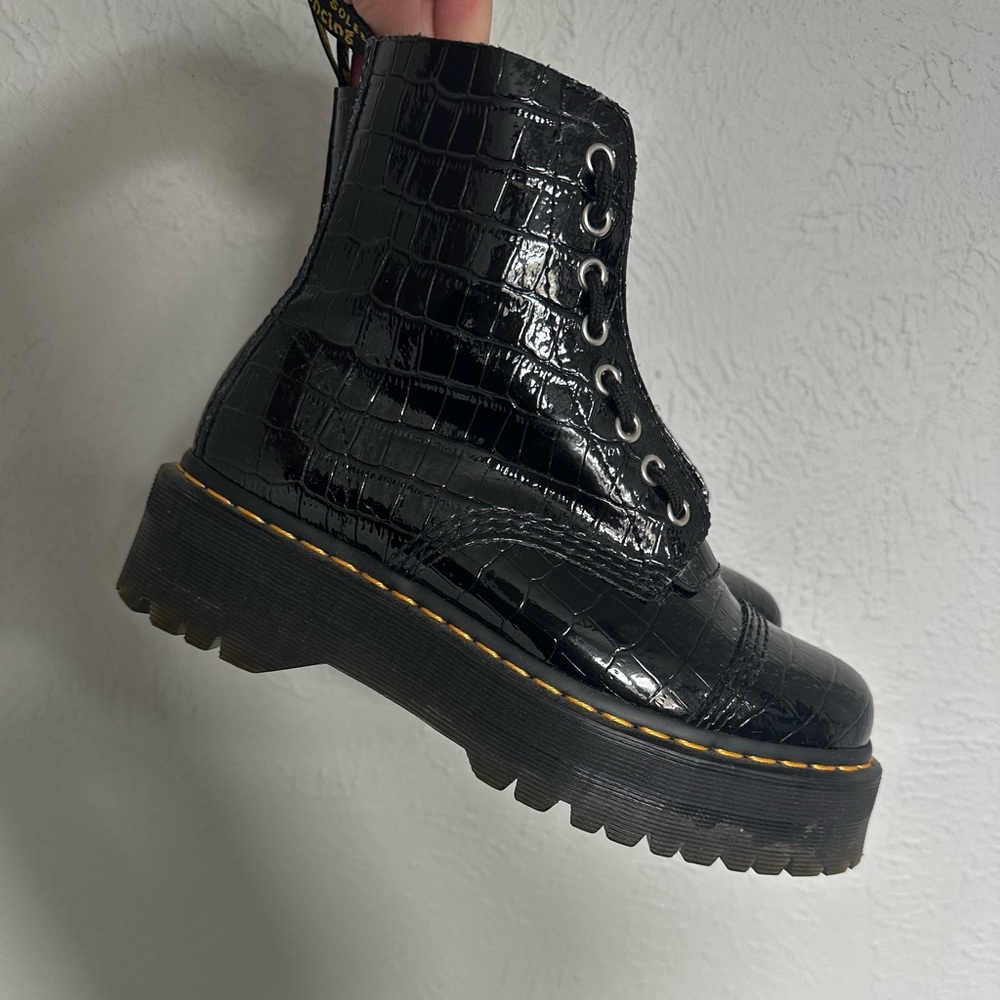 SINCLAIR PATENT CROCODILE PLATFORM BOOTS